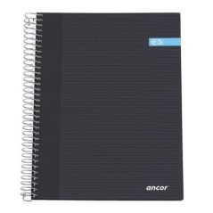 Caderno de Espiral A5 Ancor Classic Stripes Azul Capa Dura 120F Quadriculado