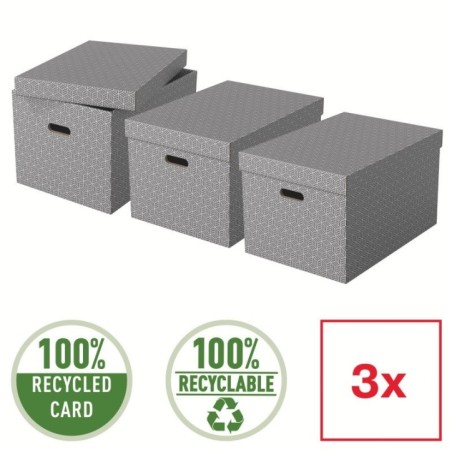 Caixa de Arrumação Esselte Box Home 628287 L Emb.3 Cinzento