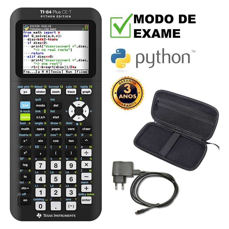 Conjunto Calculadora Texas TI-84 Plus CE-T+Carregador+Estojo