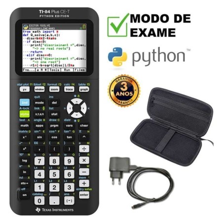 Conjunto Calculadora Texas TI-84 Plus CE-T+Carregador+Estojo