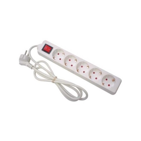 Bloco de 5 Tomadas Perel com Interruptor 1,5 metros Branco