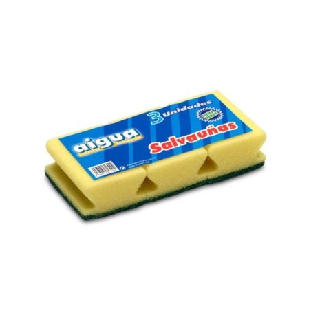 Esponja Salva Unhas Aigua Emb.3 Amarelo/ Verde