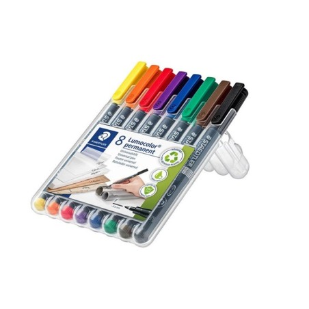 Marcador Staedtler 318 WP8 Lumocolor permanent F Cx.8 Sortido
