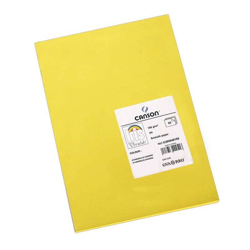 Cartolina Canson Iris Vivaldi 185g A4 (04) 200040155 Emb.50F Amarelo Canário Cartolina Canson Iris Vivaldi 185g A4 (04) 200040155 Emb.50F Amarelo Canário