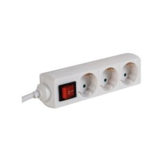 Bloco de 3 Tomadas Perel com Interruptor 3,0 metros Branco