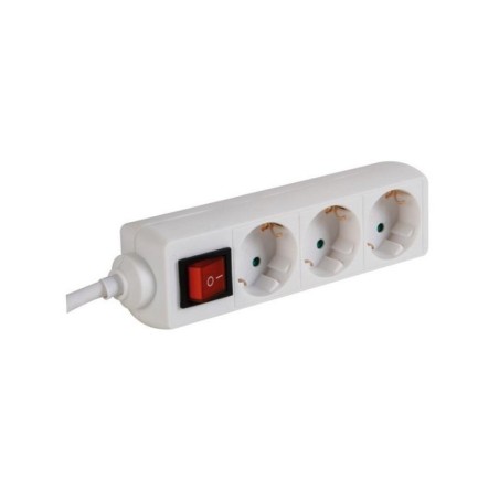 Bloco de 3 Tomadas Perel com Interruptor 3,0 metros Branco