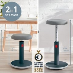 Banco Leitz Ergo Cosy 6518-00-89 Cinzento Veludo