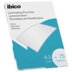 Bolsa de Plastificação Ibico A3 75µm 627319 Cx.100 Brilhante