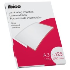 Bolsa de Plastificação Ibico A3 125µm 627321 Cx.100 Brilhante