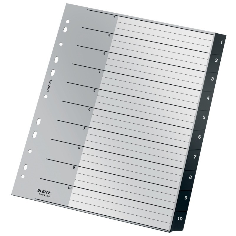 Índice de Plástico Leitz Recycle 1208-00-00 A4+ PP 115µm 1 a 10 Índice de Plástico Leitz Recycle 1208-00-00 A4+ PP 115µm 1 a 10