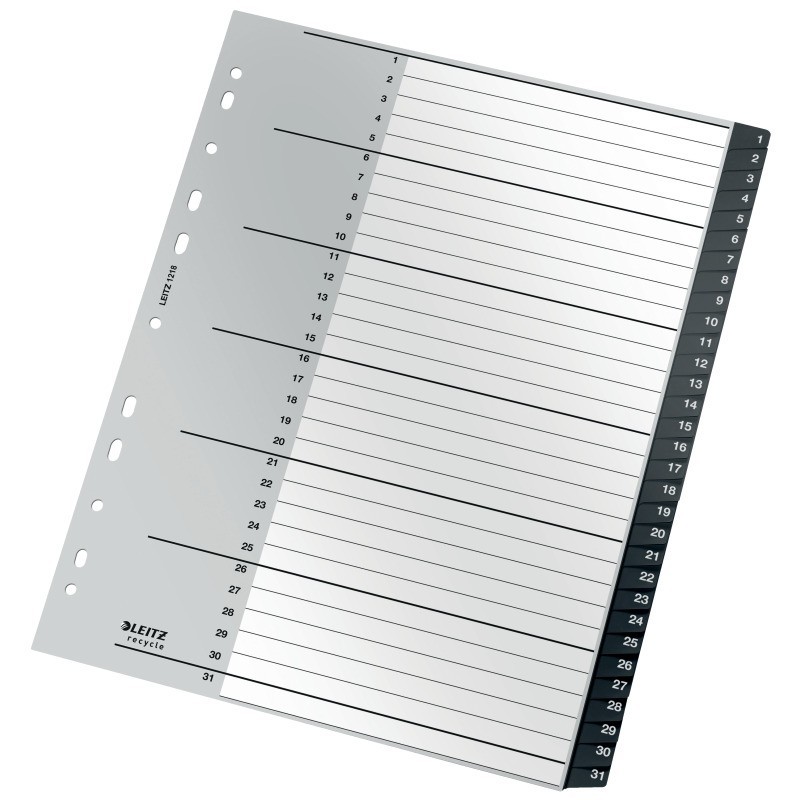 Índice de Plástico Leitz Recycle 1218-00-00 A4+ PP 115µm 1 a 31 Índice de Plástico Leitz Recycle 1218-00-00 A4+ PP 115µm 1 a 31