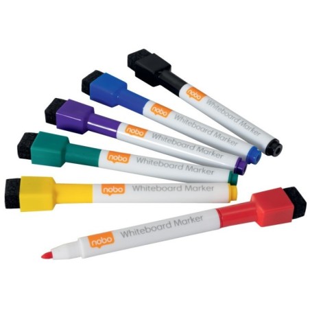 Marcador de Quadro Branco Nobo 1903792 Mini 2mm Cx.6 Sortido