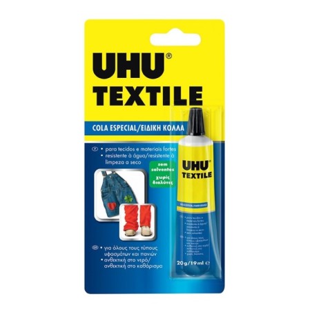 Cola UHU Têxtil 38350 20g Resistente à Lavagem Sem Solventes