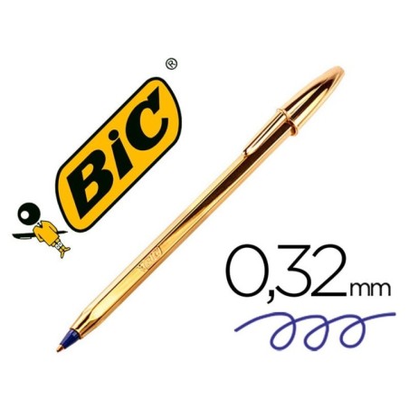 Esferográfica Bic Cristal Shine Dourado Azul