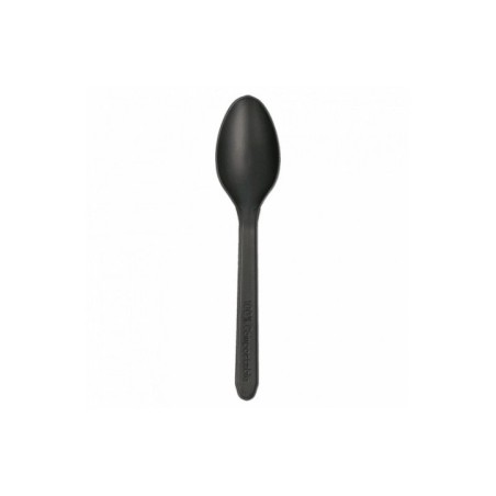 Colher de Sobremesa Descartável CPLA Reutilizável 127mm Emb.100 Preto
