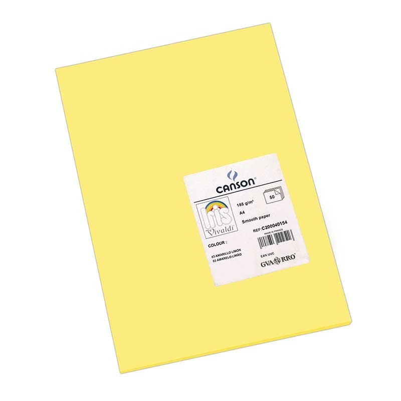 Cartolina Canson Iris Vivaldi 185g A4 (03) 200040154 Emb.50F Amarelo Limão Cartolina Canson Iris Vivaldi 185g A4 (03) 200040154 Emb.50F Amarelo Limão