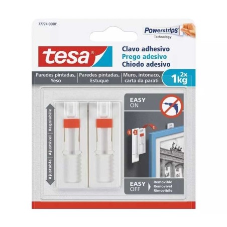 Prego Adesivo Tesa 77774 Parede Pintada Estuque 1,0Kg Ajustável