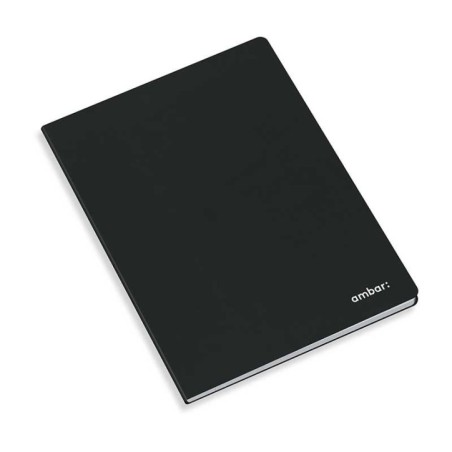 Caderno Agrafado A4 Ambar Capa Preta 80 Folhas Pautado