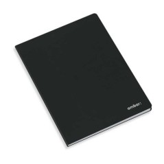Caderno Agrafado A4 Ambar Capa Preta 80 Folhas Quadriculado