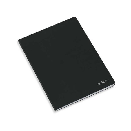 Caderno Agrafado A5 Ambar Capa Preta 80 Folhas Quadriculado