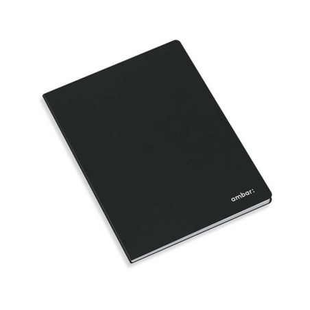 Caderno Agrafado A5 Ambar Capa Preta 80 Folhas Liso