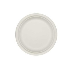 Prato Descartável Cana de Açúcar Redondo Ø 22cm Branco Emb.50