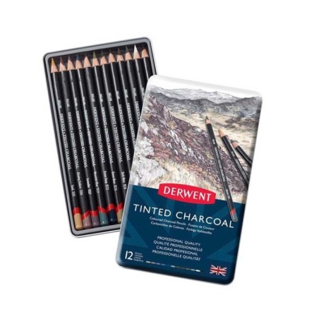 Lápis de Carvão Derwent 2301690 Tinted Charcoal Cx.12
