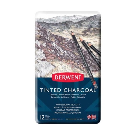 Lápis de Carvão Derwent 2301690 Tinted Charcoal Cx.12