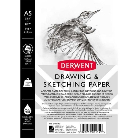 Bloco de Desenho Derwent 2300140 A5 Sketch Pad 30F 165g