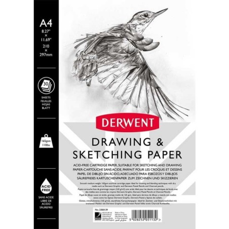 Bloco de Desenho Derwent 2300139 A4 Sketch Pad 30F 165g