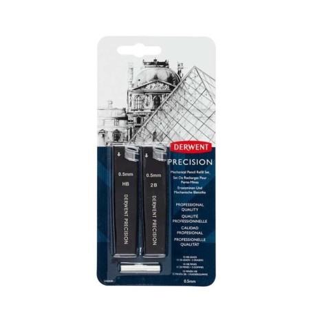 Minas de Grafite Derwent 2302430 0,5mm HB/2B 2x15 + 3 Borrachas
