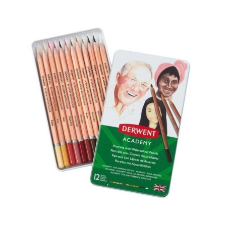 Lápis de Cor Derwent Academy Watercolour 2300386 Cx.12 Tons de Pele