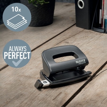 Furador Leitz Recycle NeXXt Mini 5010-00-95 10 Folhas 2 Furos Preto
