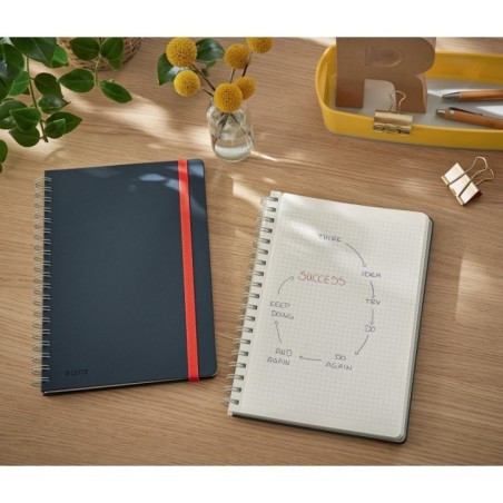 Caderno de Espiral Leitz Cosy 4484-00-89 B5 80F 100g Quadriculado Cinzento