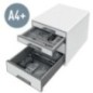 Bloco de 4 Gavetas Leitz WOW Cube 5213-20-26 A4+ Branco/Vermelho