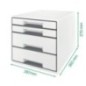 Bloco de 4 Gavetas Leitz WOW Cube 5213-20-26 A4+ Branco/Vermelho