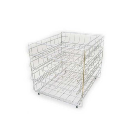 Tabuleiro de Secretária Metálico 4 Gavetas Inox Cromado