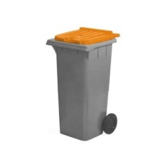 Contentor de Plástico 120 Litros 2 Rodas Tampa Laranja