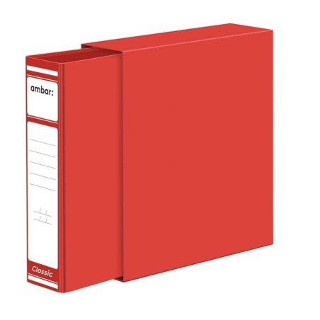 Pasta de Arquivo Ambar Classic L/80mm A4 com Caixa Vermelho