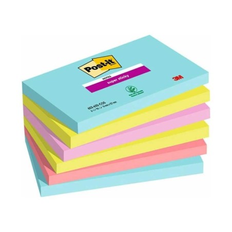 Bloco de Notas Adesivas Post-it 3M 655-6SS-COS 76x127mm 6x90F Sortido