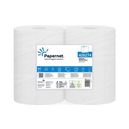 Rolo Toalhas Mão Papernet 420274 350mx22,4cm 2 Folhas Emb.2 Branco
