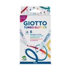 Marcador de Feltro Giotto Turbo Glitter 4258-00 Cx.8 Sortido