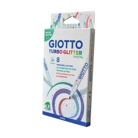 Marcador de Feltro Giotto Turbo Glitter Pastel 4263-00 Cx.8 Sortido