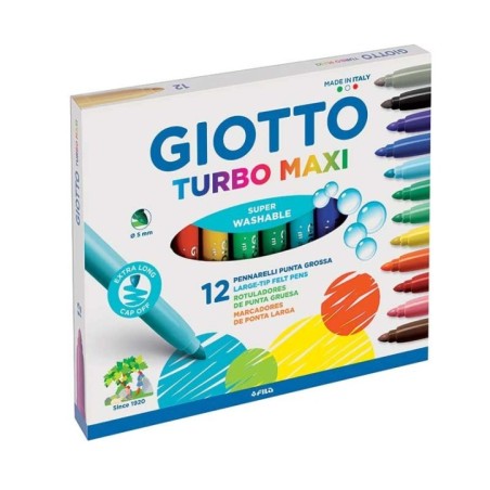 Marcador de Feltro Giotto Turbo Maxi 4540-00 Cx.12 Sortido
