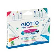 Marcador de Feltro Giotto Turbo Glitter Maxi 4266-00 Cx.6 Sortido