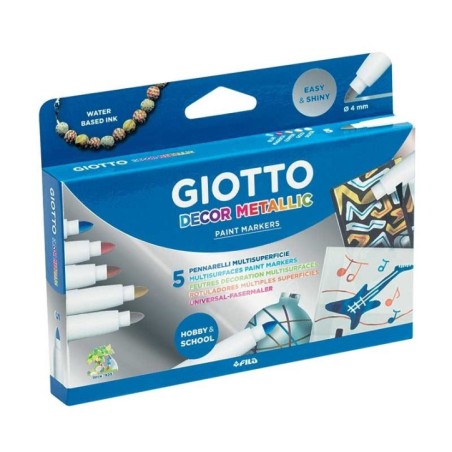 Marcador de Feltro Giotto Decor Metallic 4529-0000 Cx.5 Sortido