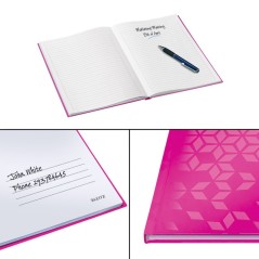 Notebook Leitz WOW 4625-12-23 A4 80 Folhas 90g Pautado Rosa