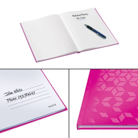Notebook Leitz WOW 4625-12-23 A4 80 Folhas 90g Pautado Rosa