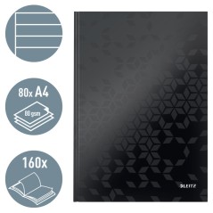 Notebook Leitz WOW 4625-12-95 A4 80 Folhas 90g Pautado Preto