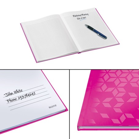 Notebook Leitz WOW 4626-12-23 A4 80 Folhas 90g Quadriculado Rosa